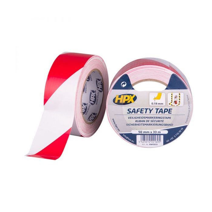 RUBAN DE SECURITE 50MMX33M BLANC/ROUGE